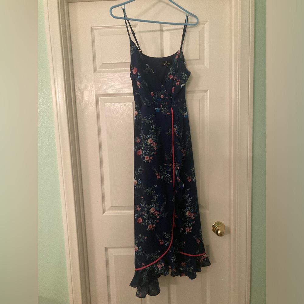 Lulu's Navy Floral Wrap Dress
